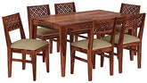moonwooden Solid sheesham 6 Seater Wood Dining Room Sets || Wooden Dining Table with 6 Chairs|| Dining Table Set for Home Living Room Furniture (CNC-D1, 6 Seater)